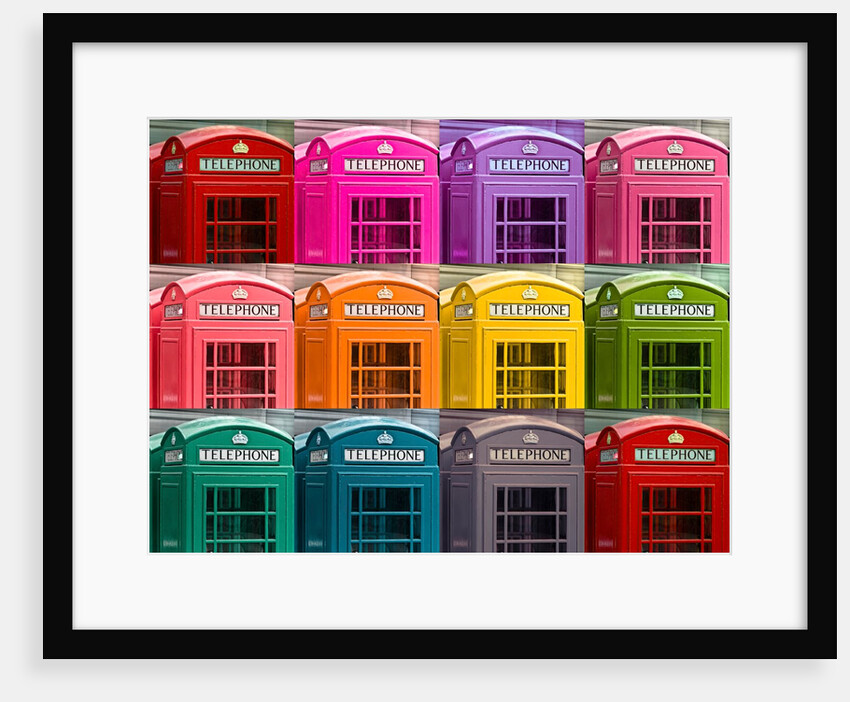 Multicoloured telephone boxes by Assaf Frank